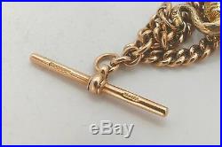RARE VICTORIAN HM 9ct SOLID GOLD ALBERT NECKLACE with T Bar AND SWAN FOB 35.5 g