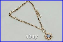 RARE VICTORIAN HM 9ct SOLID GOLD ALBERT NECKLACE with T Bar & Fob