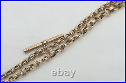 RARE VICTORIAN HM 9ct SOLID GOLD ALBERT NECKLACE with T Bar & Fob