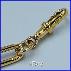 Rare 18ct Gold Trombone Link Single Albert Watch Chain & T Bar #785