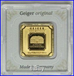 Rare Geiger Edelmetalle 10G 10 Gram 999.9 Fine Gold Square Bar Sealed In Assay