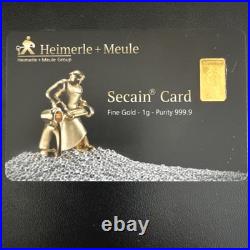 Rare! Heimerle + Meule 1 Gram. 9999 Fine Gold Bar In Secain Card Rare! Heimerle + Meule 1 Gram. 9999 Fine Gold Bar In Secain Card