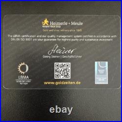 Rare! Heimerle + Meule 1 Gram. 9999 Fine Gold Bar In Secain Card Rare! Heimerle + Meule 1 Gram. 9999 Fine Gold Bar In Secain Card