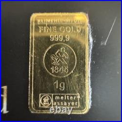 Rare! Heimerle + Meule 1 Gram. 9999 Fine Gold Bar In Secain Card Rare! Heimerle + Meule 1 Gram. 9999 Fine Gold Bar In Secain Card