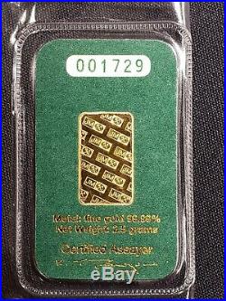 Rare Johnson Matthey 2.5 gram 9999 Fine Gold Bar Sealed In Assay Card
