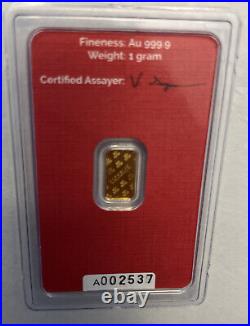 Rmc Gold 1 Gram 999.9 Fine Bar Republic Precious Metals Sealed In Coa Card