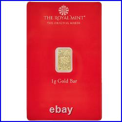 Royal Mint OM 1g Gold Bar. 9999 Fine Gold In Assay