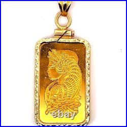 SUISSE 10g Fine Gold Bar And 14K Yellow Gold Pendant