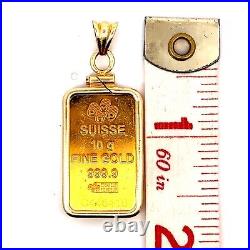 SUISSE 10g Fine Gold Bar And 14K Yellow Gold Pendant