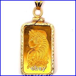 SUISSE 10g Fine Gold Bar And 14K Yellow Gold Pendant J291