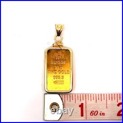 SUISSE 10g Fine Gold Bar And 14K Yellow Gold Pendant J291