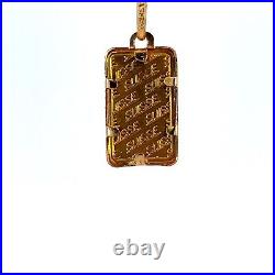 SUISSE 1g Fine Gold Bar Framed 14K Yellow Gold Pendant