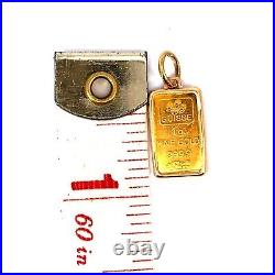 SUISSE 1g Fine Gold Bar Framed 14K Yellow Gold Pendant