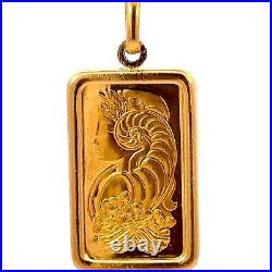 SUISSE 5Grams 999.9 Fine Gold Bar & 14K Gold Pendant