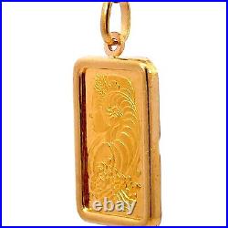 SUISSE 5Grams 999.9 Fine Gold Bar & 14K Gold Pendant