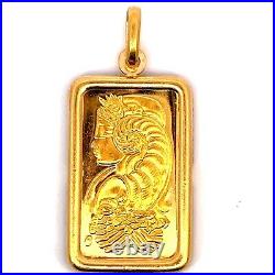 SUISSE 5Grams 999.9 Fine Gold Bar & 14K Gold Pendant