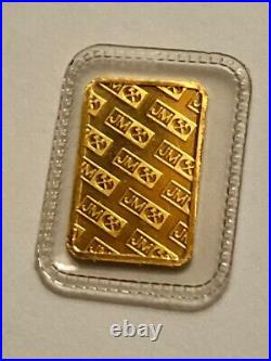 Scarce 2.5 gram Johnson Matthey 9999 Fine Gold Minted Bar / Mint Sealed #G3327