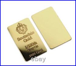 Scottsdale Mint 1/100th Troy oz 0.9999 Fine Fractional Gold Bar- Lot of 5