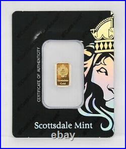 Scottsdale Mint 1 GRAM FINE GOLD. 9999 Bar Certi-Lock with COA