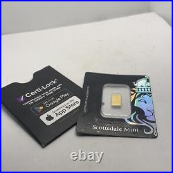 Scottsdale Mint 1 Gram. 9999 Fine Gold Prepper Bar In Certi-lock Assay Card
