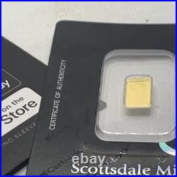 Scottsdale Mint 1 Gram. 9999 Fine Gold Prepper Bar In Certi-lock Assay Card