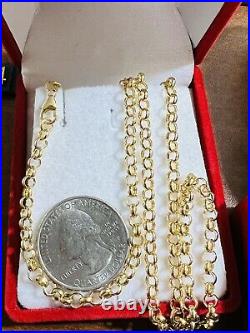Solid18K Fine 750 Saudi Real Gold Women Rolo Chain Necklace 20 Long 3.5mm 6.07g