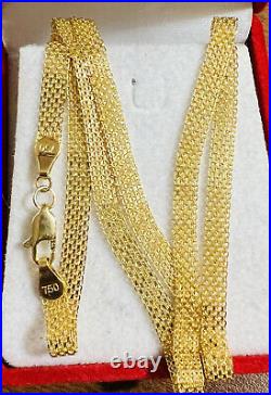 Solid18K Fine 750 Saudi Real Gold Women Wide Chain Necklace 18 Long 4.5mm 6.8g