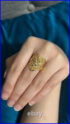 Solid 18K Fine 750 Saudi Real Gold Womens Unique Ring Size 6 3.2 grams