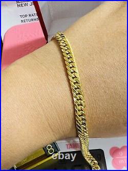 Solid 21K Saudi 875 Real Gold Fine Mens Womens Cuban Bracelet 8 Long 9.5g 6mm