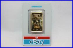 Solid 24K Gold Bar 5 Grams Credit Suisse 999.9 Fine Gold Sealed CHI Essayeur