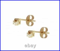 Solid Gold Genuine Diamond And Freshwater Pearl Tiny Bar Stud Earrings Jewelry