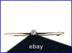 Stunning Antique Edwardian 0.5ct Old Cut Diamond 15CT Rose Gold Bar Brooch