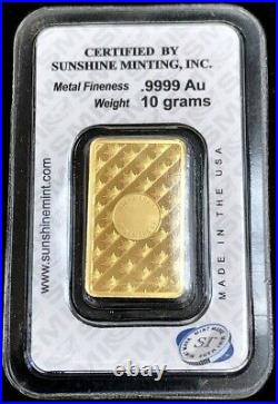 Sunshine Mint Gold 10 Grams 999.9 Fine Sealed Eagle Bar