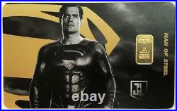 Superman Justice League Man Of Steel Gold 1 Gram 999.9 Fine Bar Sealed Coa Card
