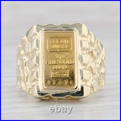 Swiss 1 Gram Fine Gold Bar Ring 14k Yellow Gold Nugget Band Size 11.25