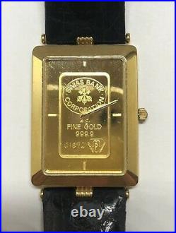 Swiss Bank Corp Gold Bar Watch 2g 999 Fine Gold Rectangular Watch Face