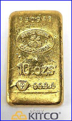 Swiss Bank Corporation 10 oz Fine Gold Poured bar 9999 Serial #350948