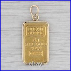 Swiss Gold Bar Pendant 14k 999 Fine Yellow Gold Credit Suisse 5 Gram