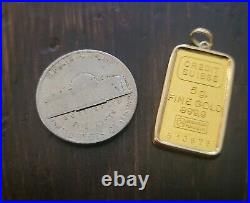 Swiss Gold Bar Pendant 14k 999 Fine Yellow Gold Credit Suisse 5 Gram