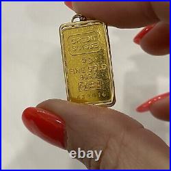 Swiss Gold Bar Pendant 14k 999 Fine Yellow Gold Credit Suisse 5g Gram