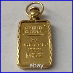 Swiss Gold Bar Pendant 999 Fine Yellow Gold Credit Suisse 5g Jewelry
