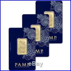 THREE (3) 20 gram Gold Bar PAMP Suisse Fortuna 999.9 Fine in Sealed Assay
