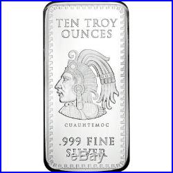 TWO (2) 10 oz. Golden State Mint Silver Bar Aztec Calendar. 999 Fine