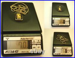 Teddy Bear -Love- Pendant 1 g Solid 999.9 Fine Gold Bar 14K Chain & Bezel / Onyx