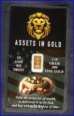 Ten 1/10 Gram Bars. 999 Fine Gold (1 Gram Total) Sealed Card L-171128