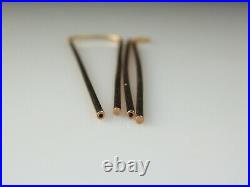Threader Earrings 18K Rose Gold Bar 1 7/8 Pierced Fine Jewelry Drop Dangle Pink