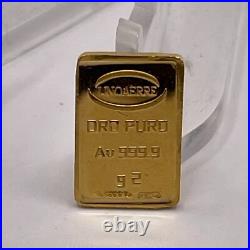 Unoaerre Oro Puro 2 Gram. 9999 Solid Fine Au Gold Bar