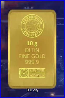 Uzbekistan 10 gram Fine Gold Bar 24K -certified 999.9 Original pack