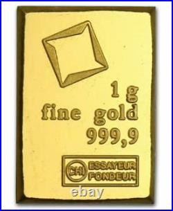 Valcambi 1gram Combibar. 999 Fine Gold Bar