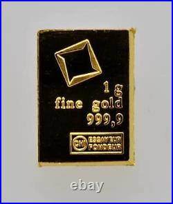 Valcambi 1gram Combibar. 999 Fine Gold Bar